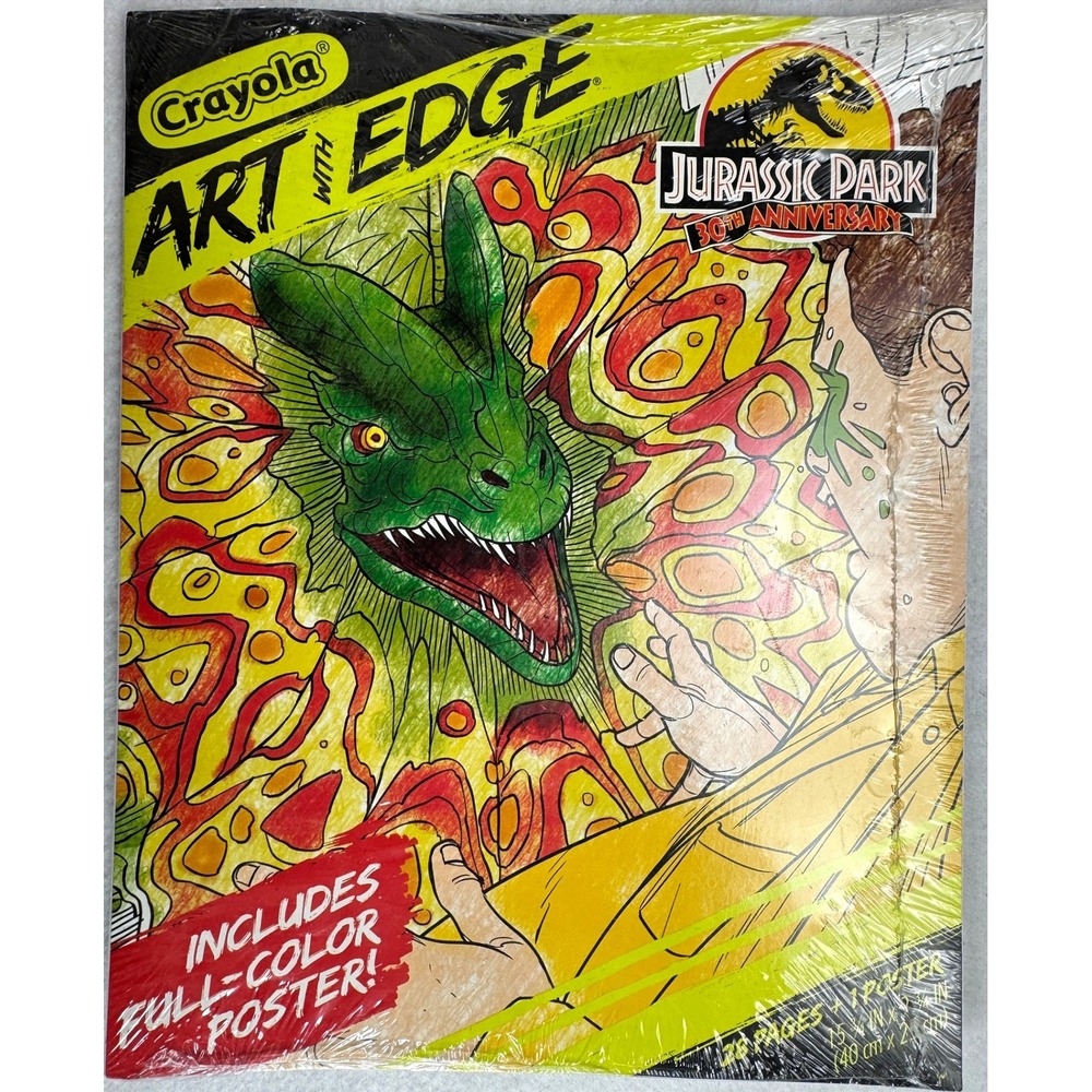 Crayola Art with Edge Jurassic Park 30th Anniversary Coloring Book & Poster New